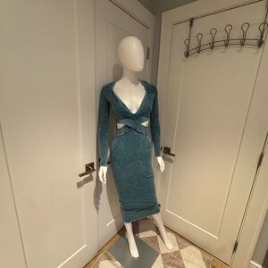 Ribbed Cutout Midi Dress